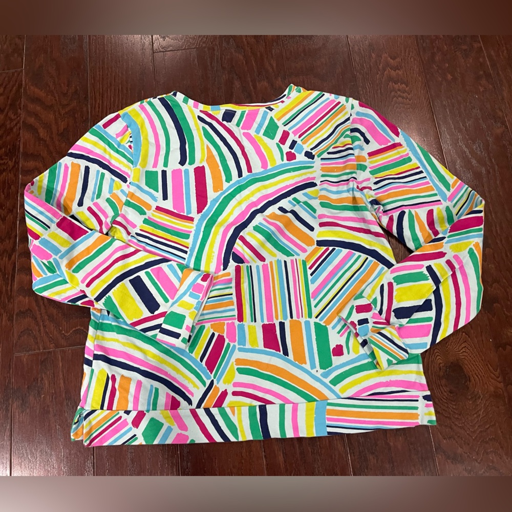 Fresh Produce Abstract Stripe Tunic Top Multicolor Stretch Artsy Women Medium - Picture 5 of 7